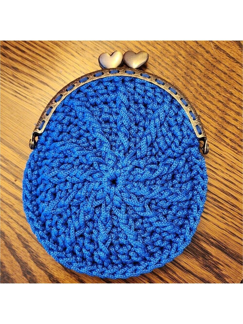 Vintage Style Hand Crocheted‎ Blue Coin Purse